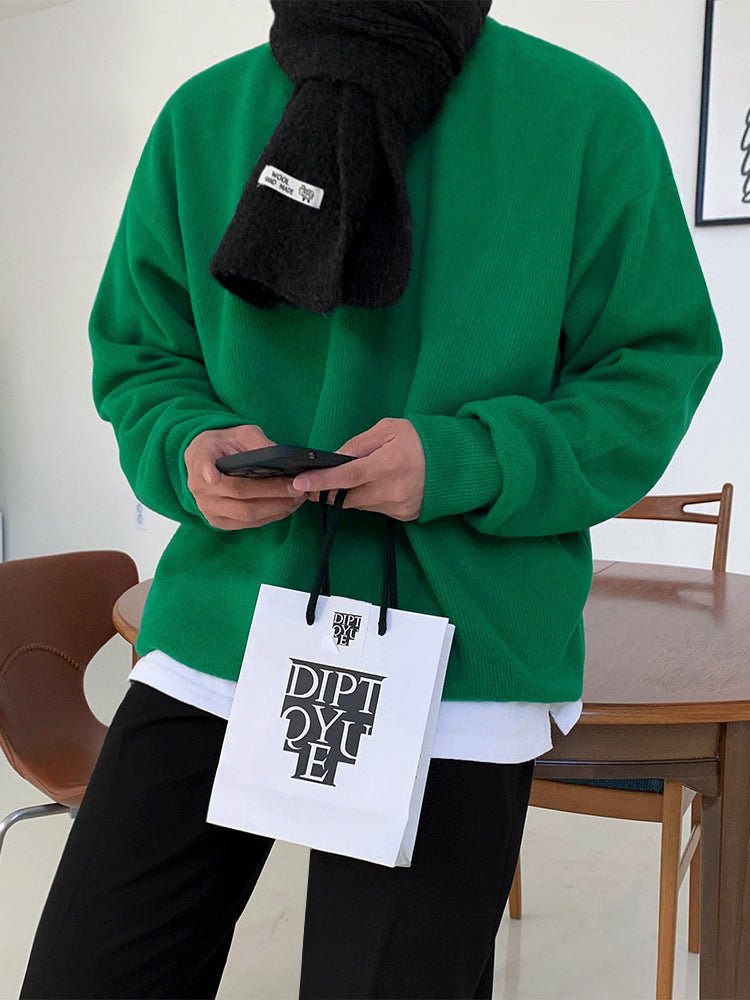 韓国ファッション SELCA-Plain crew neck sweatshirt-mselca2023aw599-05