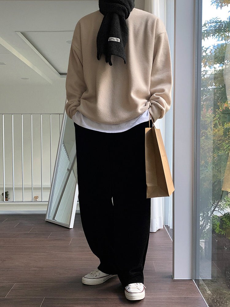 韓国ファッション SELCA-Plain crew neck sweatshirt-mselca2023aw599-02