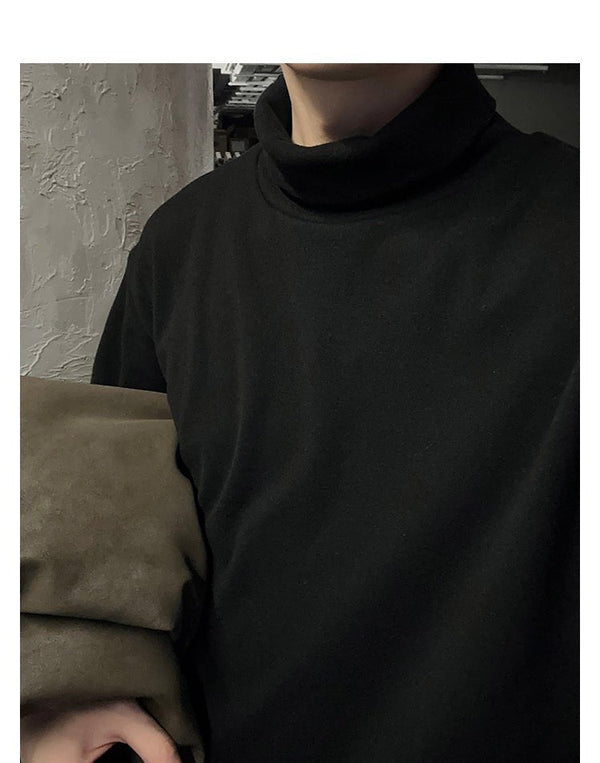 韓国ファッション SELCA-Plain long -sleeved half -turtleneck-mselca2023aw600-04