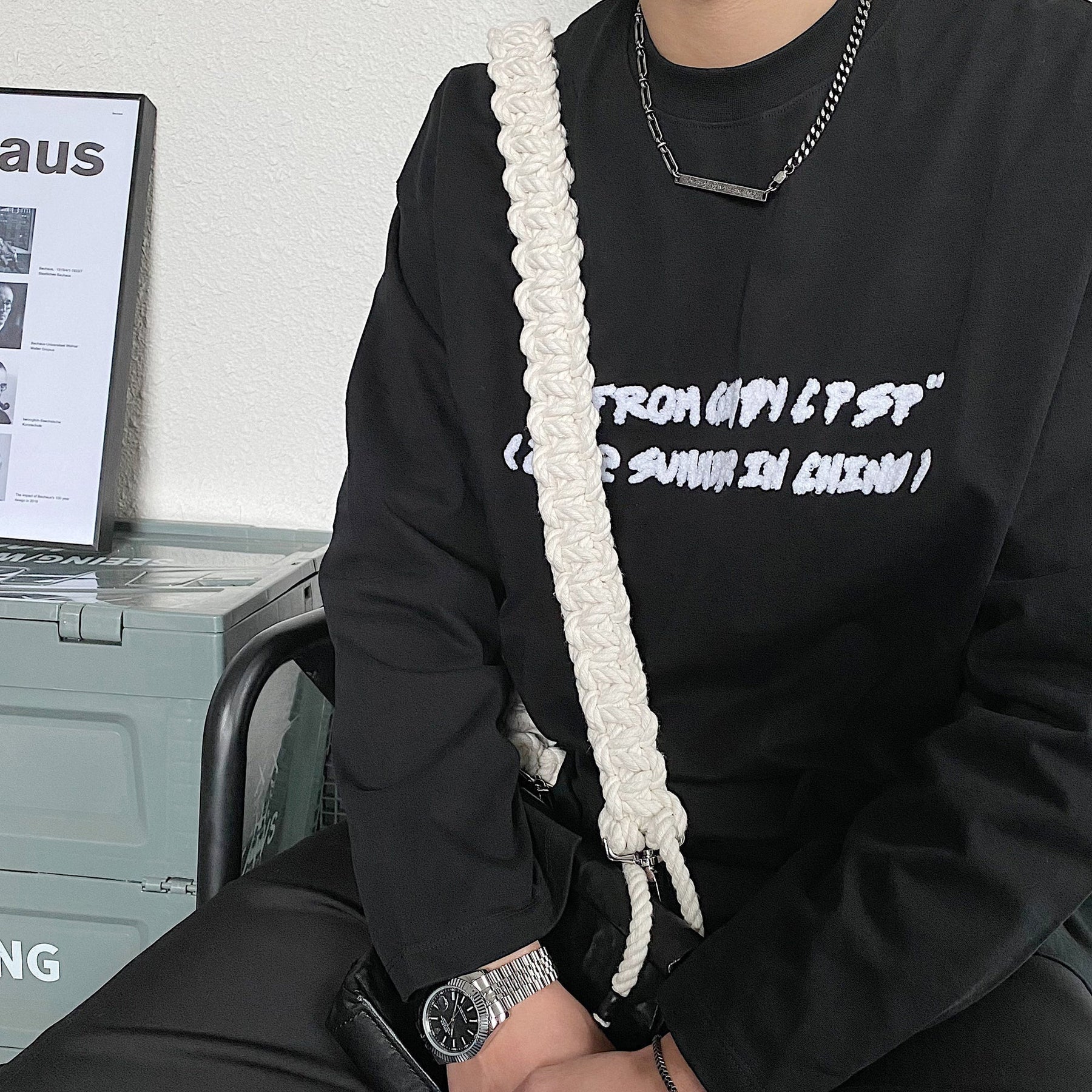 韓国ファッション SELCA-Rectangular Bar Necklace-mselca2023aw634-03