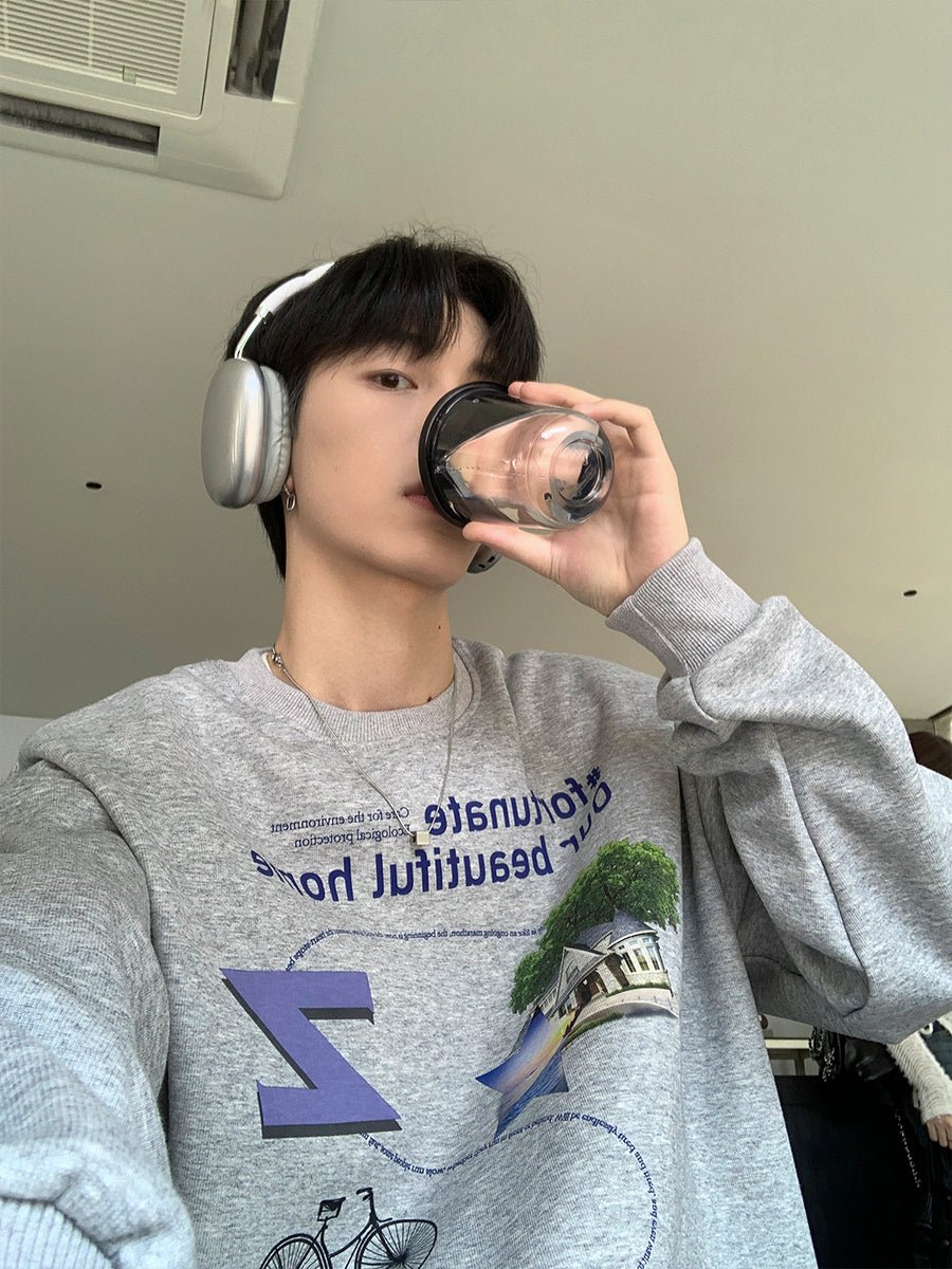 韓国ファッション SELCA-Retro Print Sweat-mselca2023aw645-011