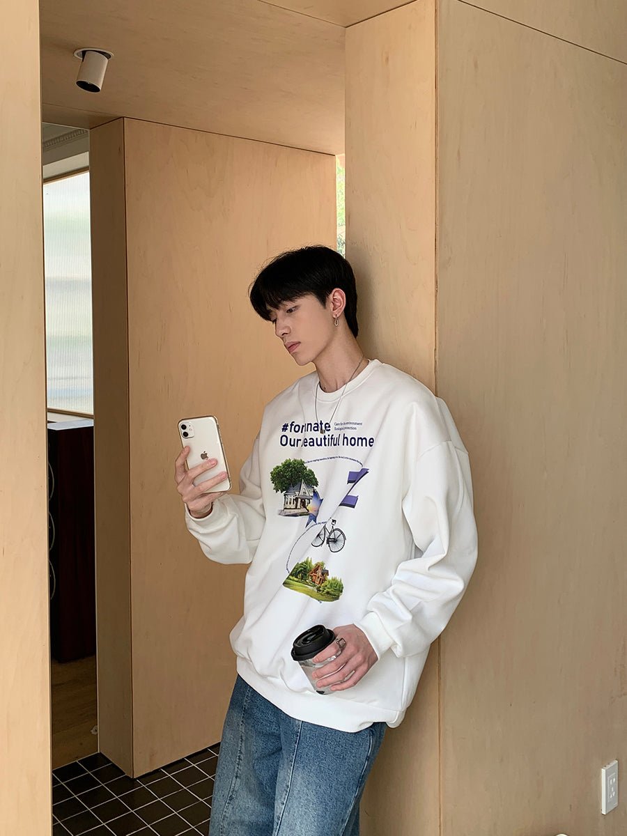 韓国ファッション SELCA-Retro Print Sweat-mselca2023aw645-03