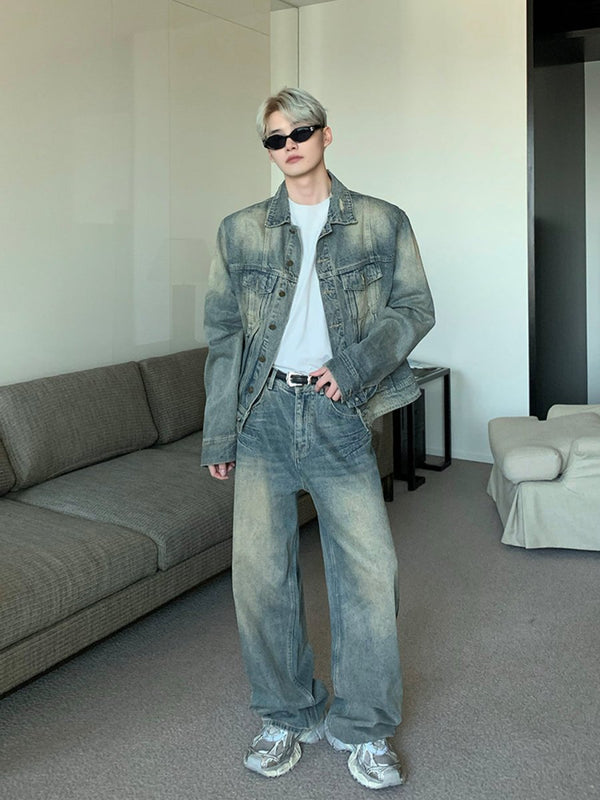 韓国ファッション SELCA-Retro wash denim setup-mselca2023aw653-02