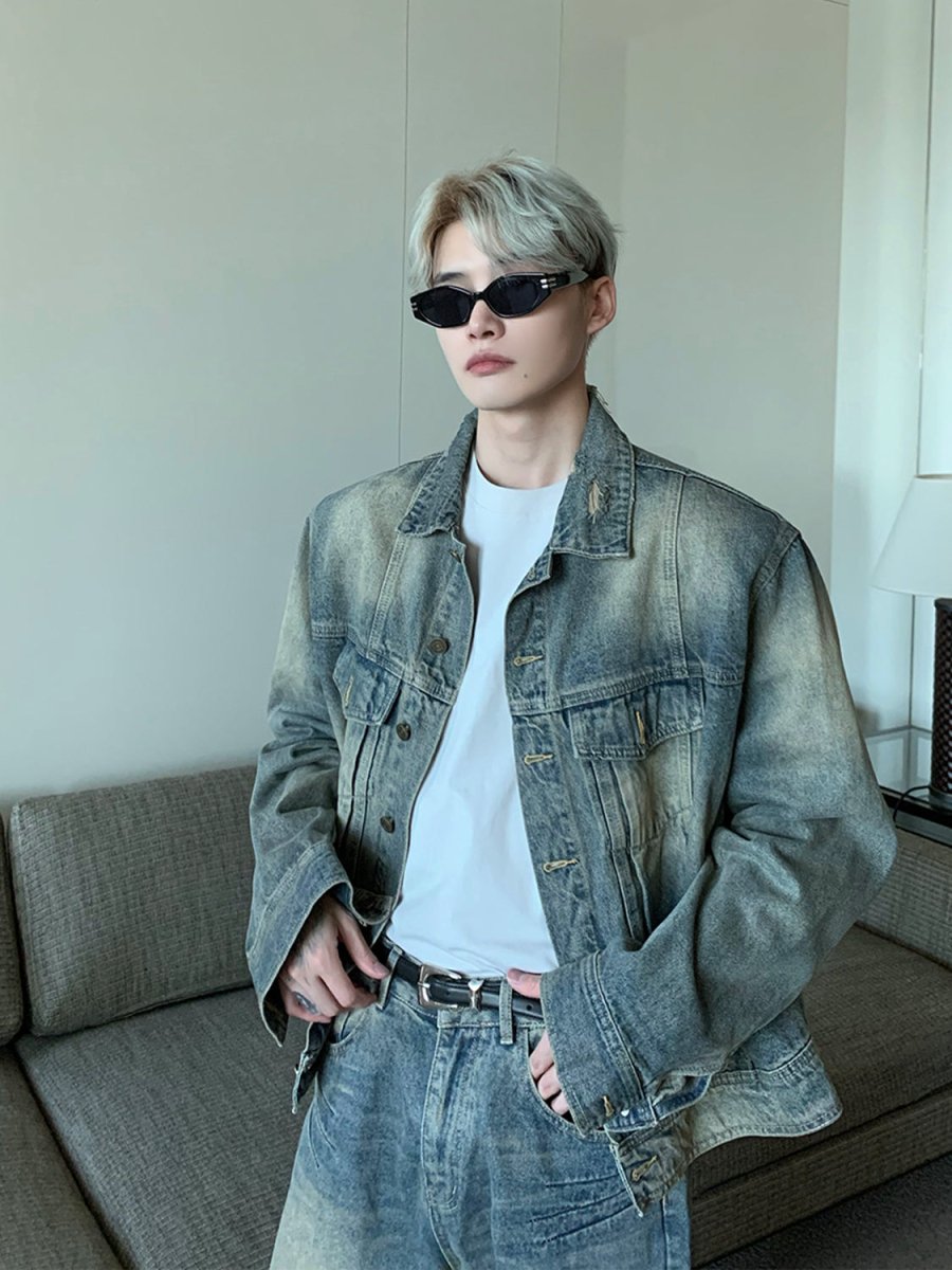 韓国ファッション SELCA-Retro wash denim setup-mselca2023aw653-03