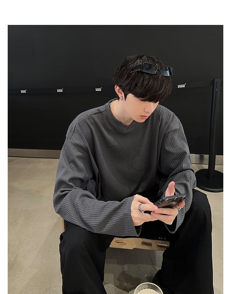 韓国ファッション SELCA-Ron T -shirt with ribs-mselca2023aw663-03