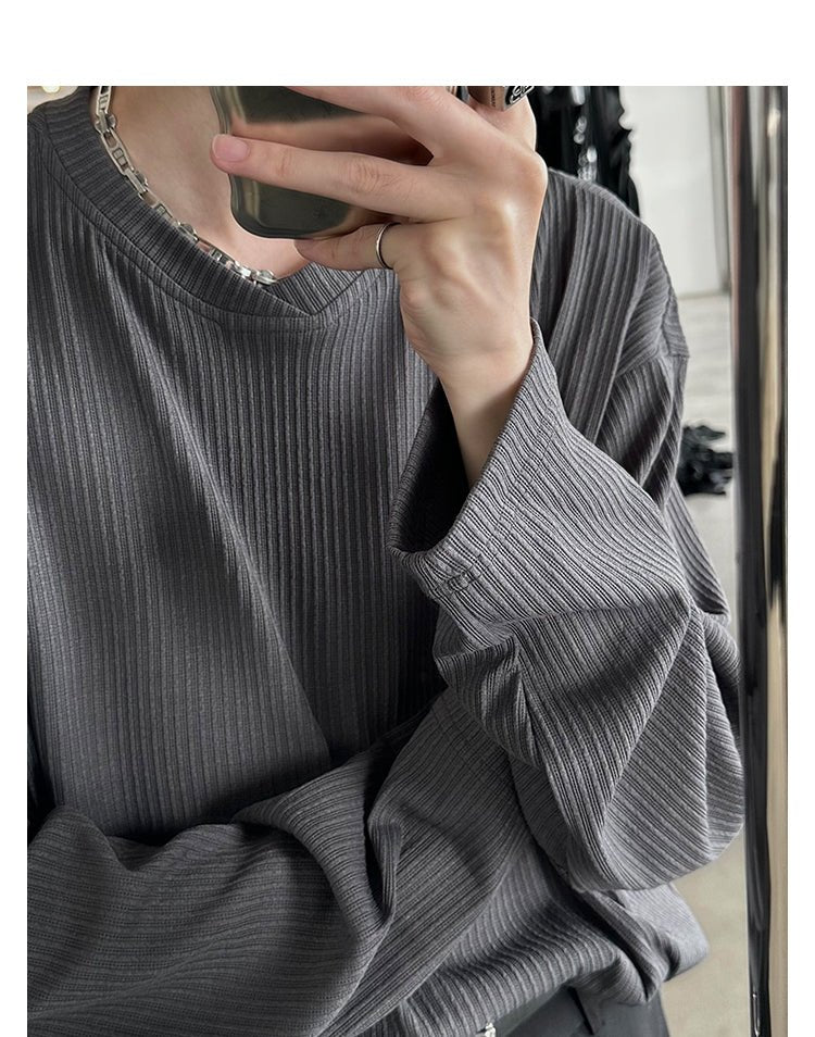 韓国ファッション SELCA-Ron T -shirt with ribs-mselca2023aw663-05