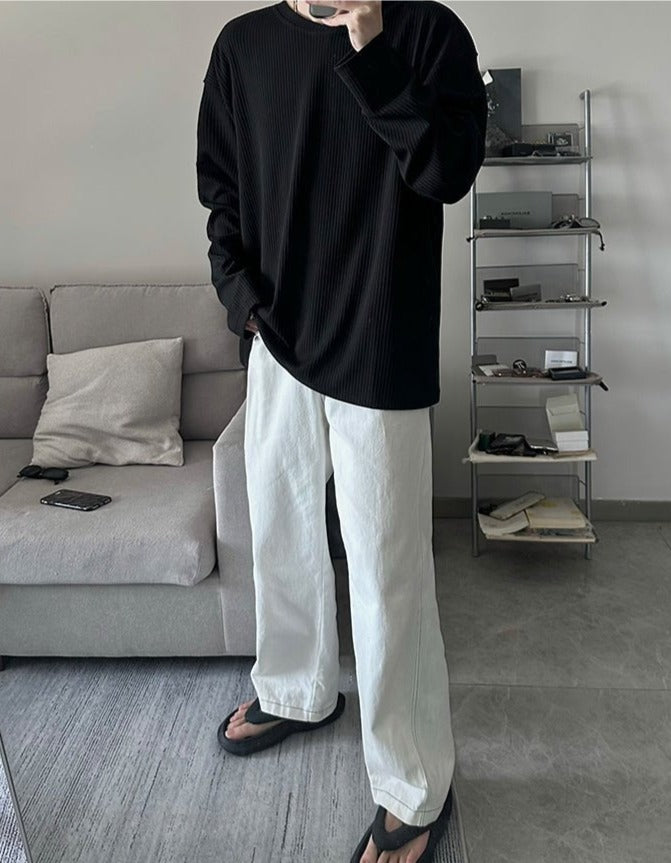 韓国ファッション SELCA-Ron T -shirt with ribs-mselca2023aw663-09