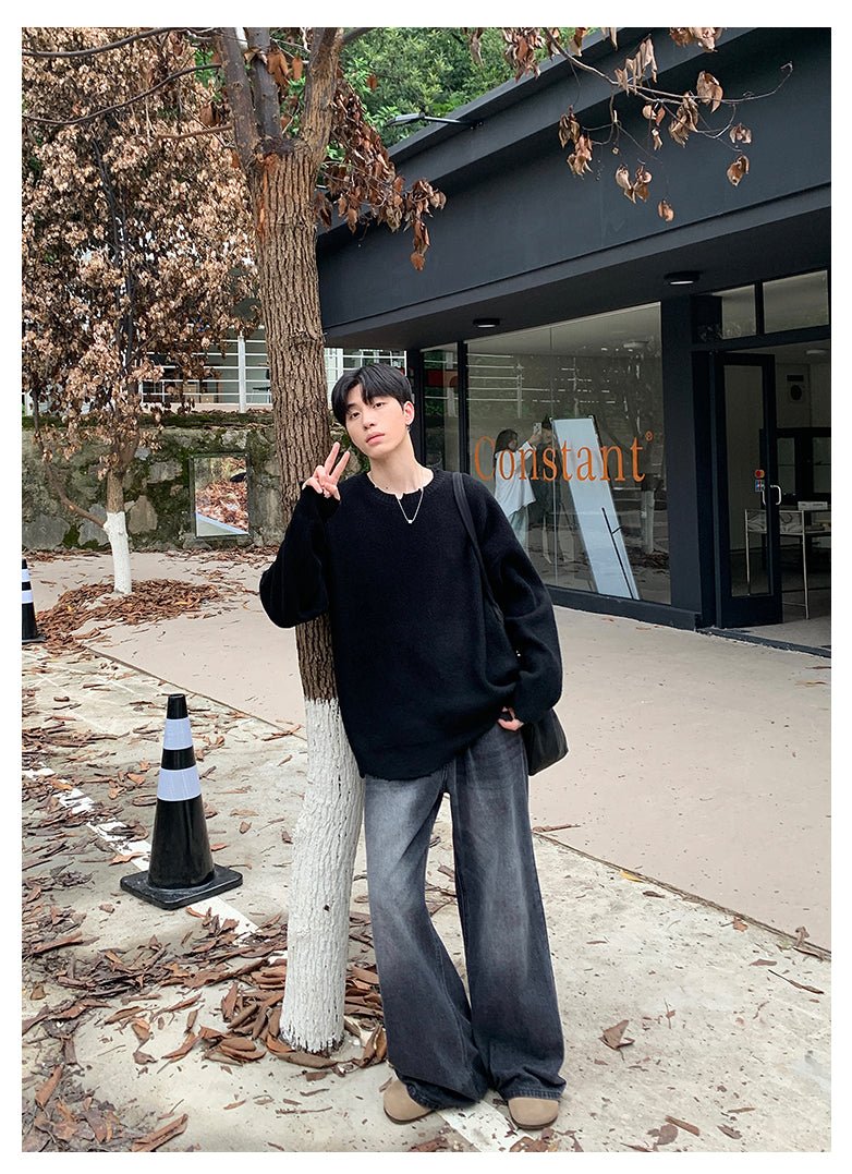 韓国ファッション SELCA-Round neck a solid knit sweater-mselca2023aw667-07