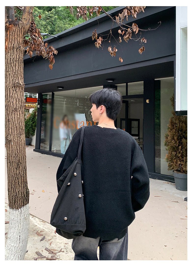 韓国ファッション SELCA-Round neck a solid knit sweater-mselca2023aw667-08