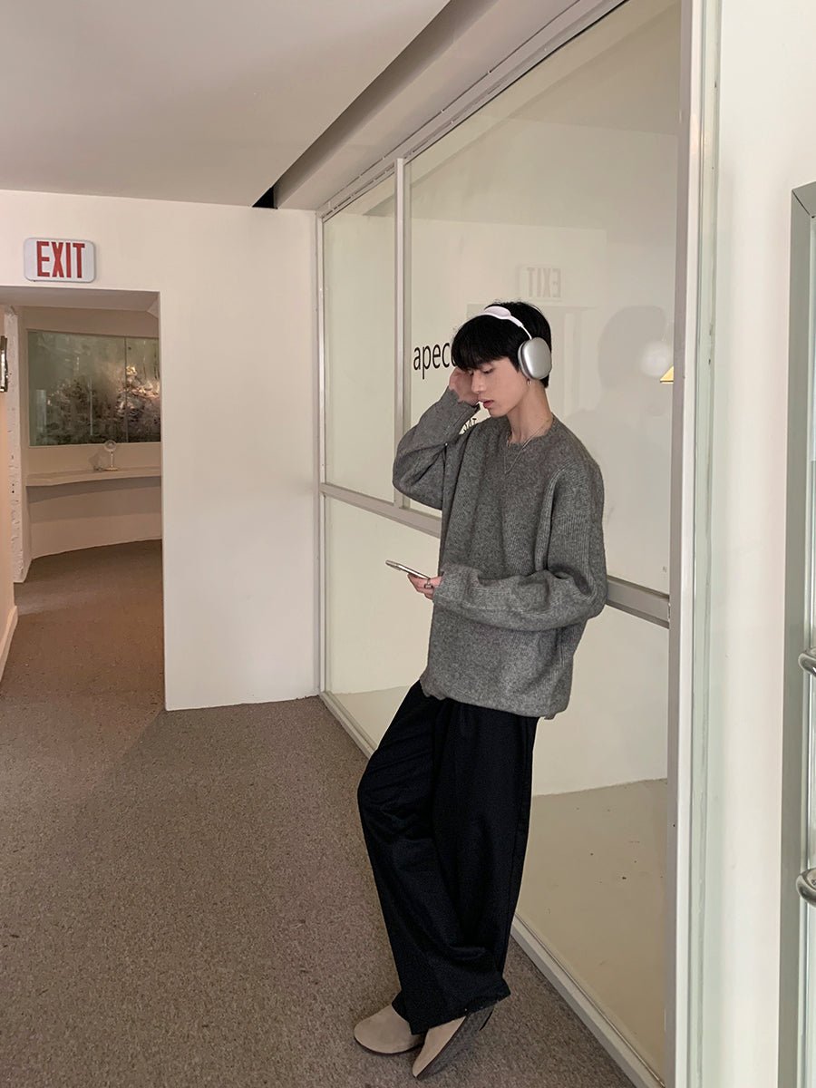 韓国ファッション SELCA-Round neck a solid knit sweater-mselca2023aw667-03