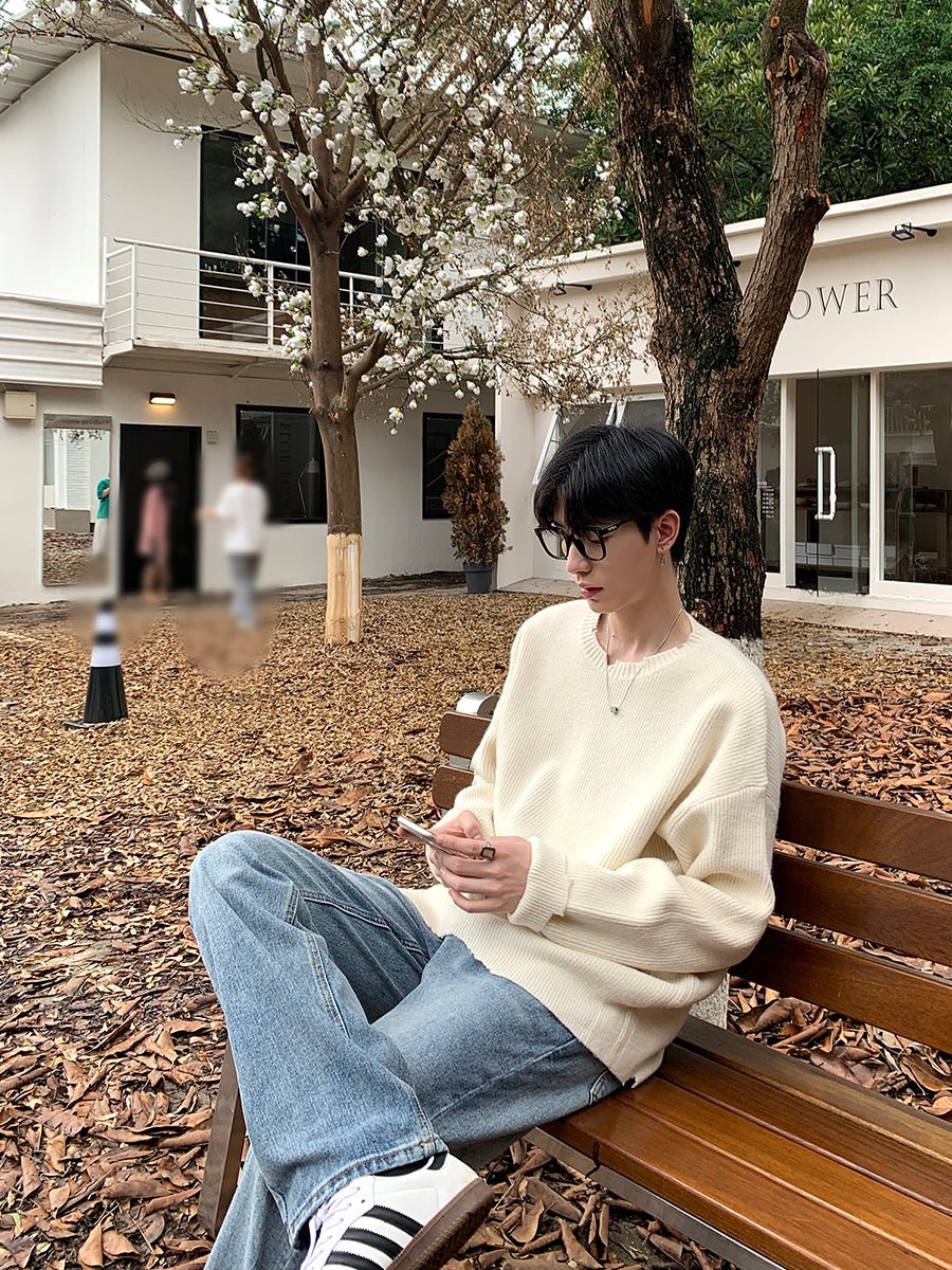 韓国ファッション SELCA-Round neck a solid knit sweater-mselca2023aw667-02