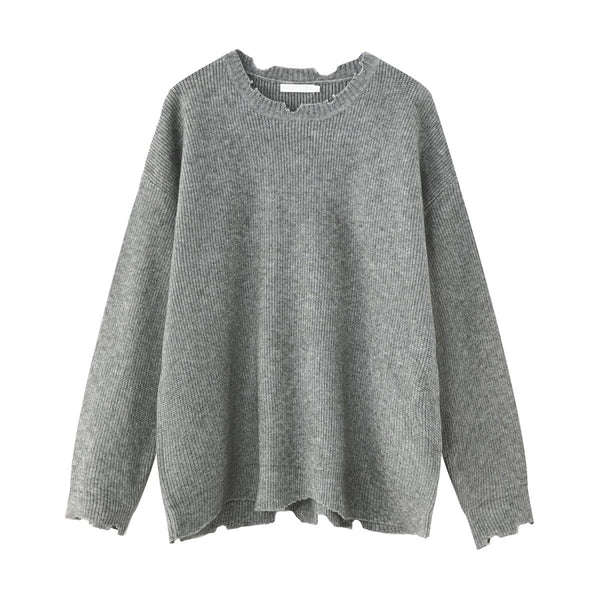 韓国ファッション SELCA-Round neck a solid knit sweater-mselca2023aw667-010