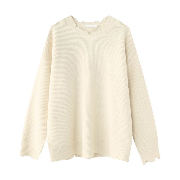 韓国ファッション SELCA-Round neck a solid knit sweater-mselca2023aw667-011