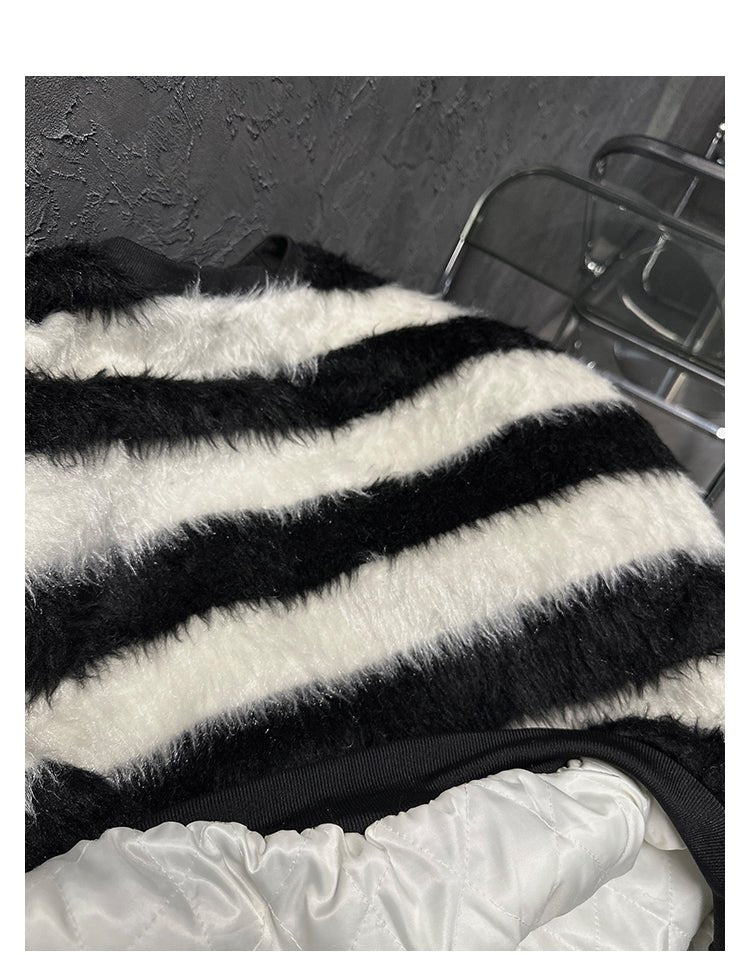 韓国ファッション SELCA-Round neck border knit-mselca2023aw669-010