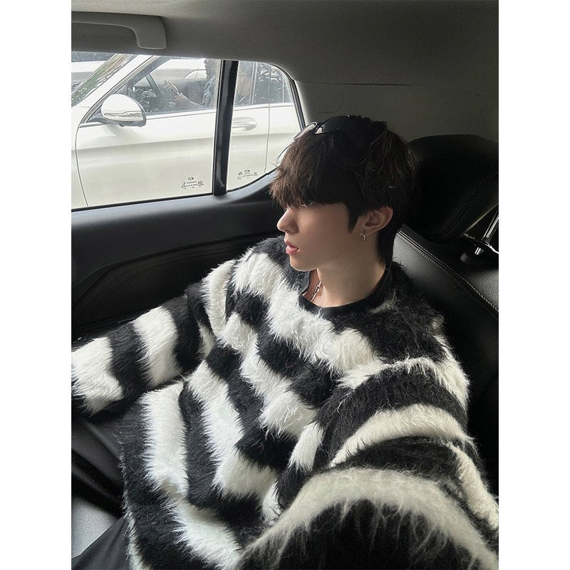 韓国ファッション SELCA-Round neck border knit-mselca2023aw669-03