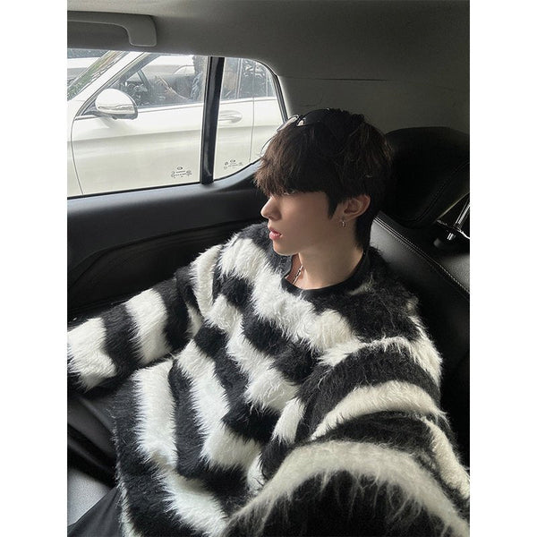 韓国ファッション SELCA-Round neck border knit-mselca2023aw669-03