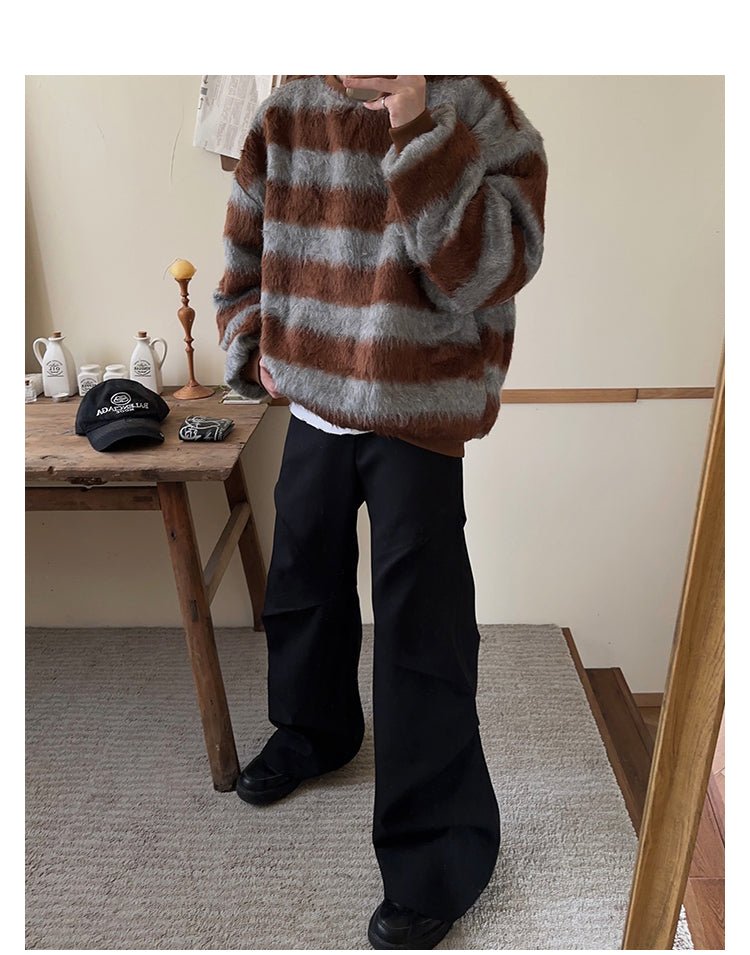 韓国ファッション SELCA-Round neck border knit-mselca2023aw669-09