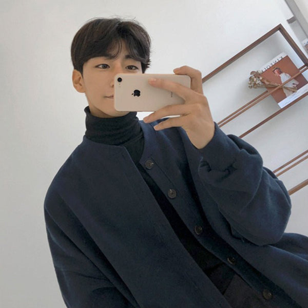 韓国ファッション SELCA-Round neck cardigan-mselca2023aw672-01