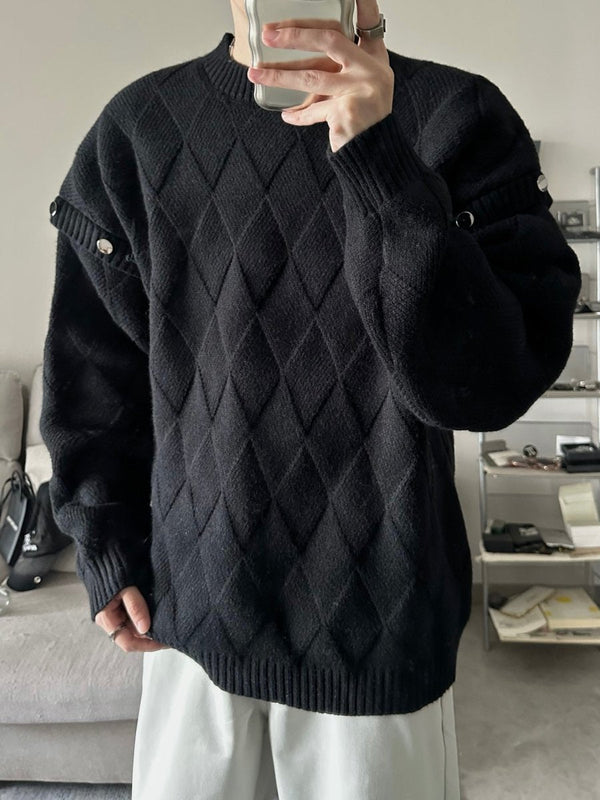 韓国ファッション SELCA-Round neck design knit sweater-mselca2023aw675-06