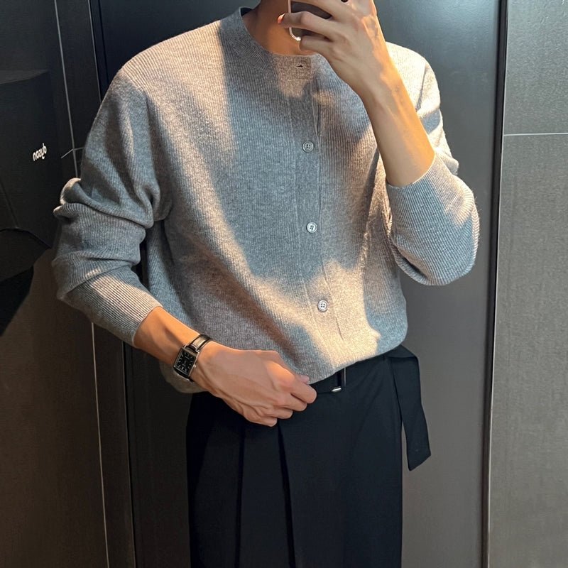 韓国ファッション SELCA-Round neck knit cardigan-mselca2023aw677-02
