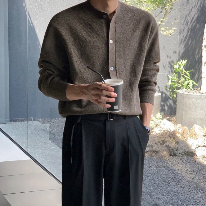 韓国ファッション SELCA-Round neck knit cardigan-mselca2023aw677-01