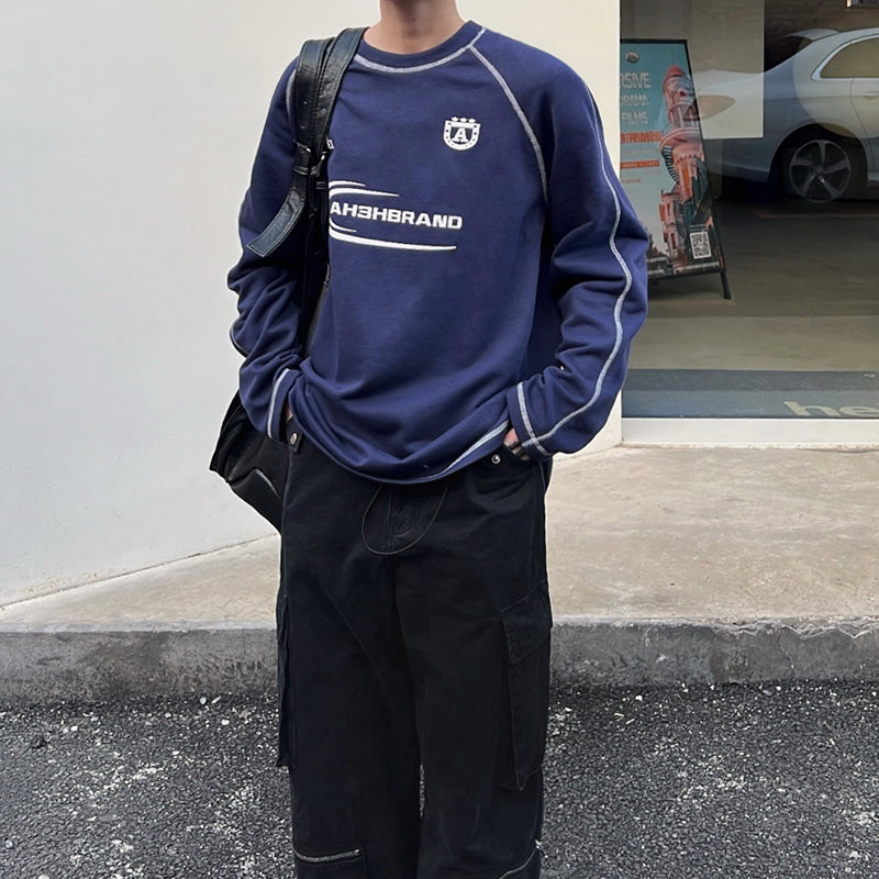 韓国ファッション SELCA-Round neck print trainer-mselca2023aw683-01