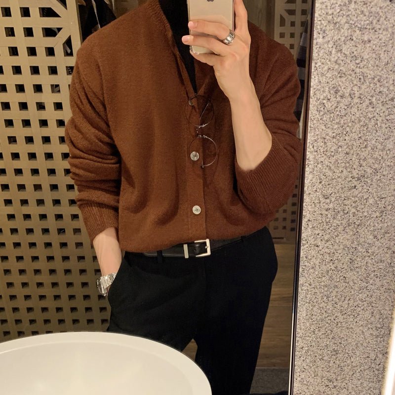 韓国ファッション SELCA-Round Neck Rule Knit Cardigan-mselca2023aw684-02