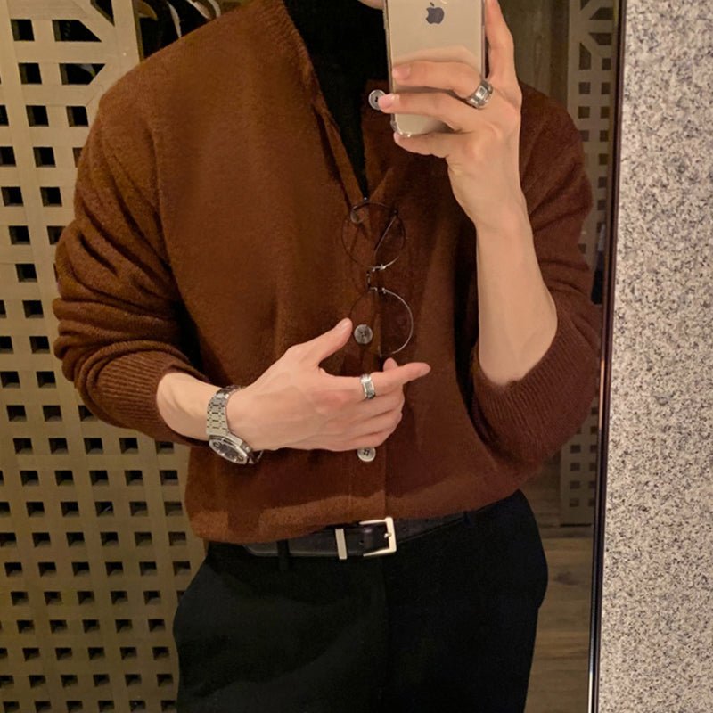 韓国ファッション SELCA-Round Neck Rule Knit Cardigan-mselca2023aw684-03