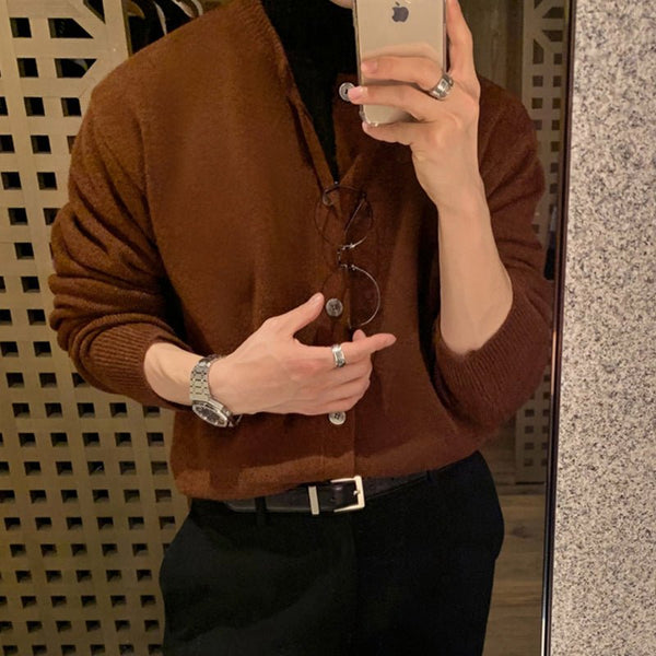 韓国ファッション SELCA-Round Neck Rule Knit Cardigan-mselca2023aw684-03