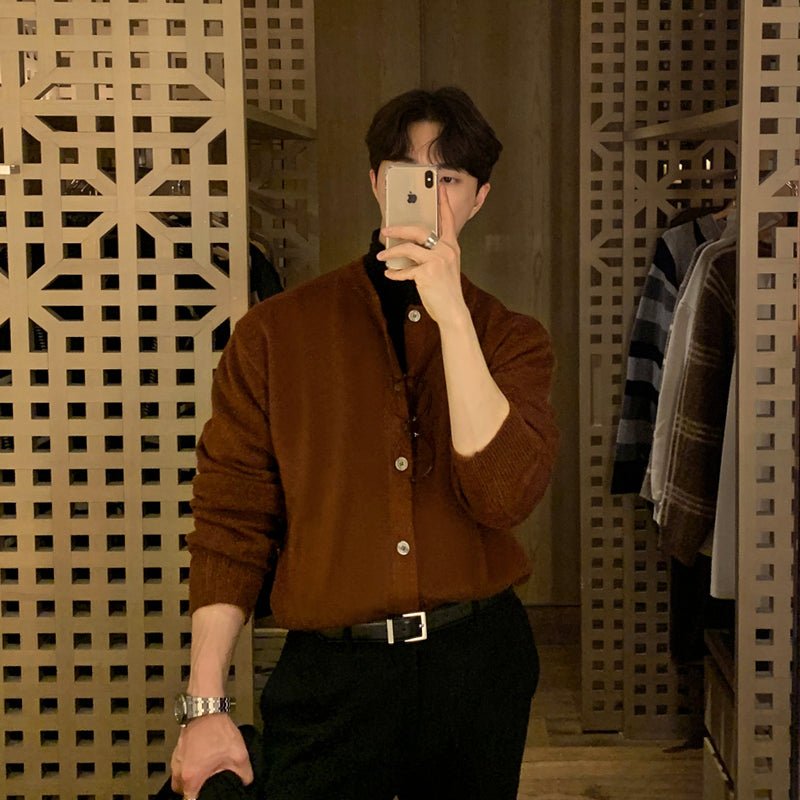 韓国ファッション SELCA-Round Neck Rule Knit Cardigan-mselca2023aw684-04