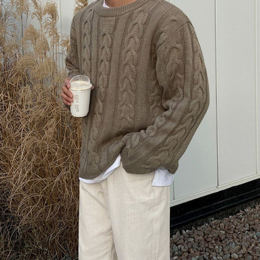 韓国ファッション SELCA-Round neck twist sweater-mselca2023aw689-01