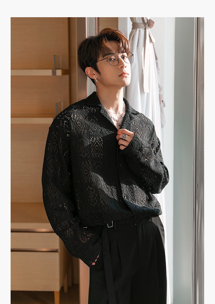 韓国ファッション SELCA-Seethrroose shirt-mselca2023aw692-010