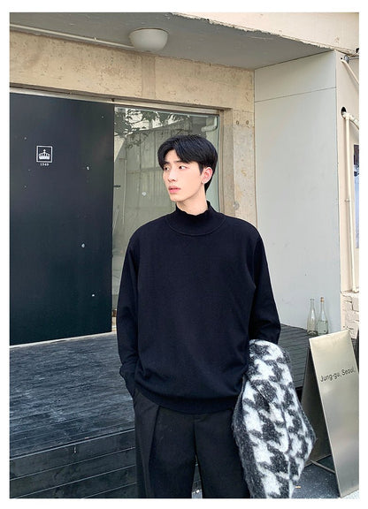 韓国ファッション SELCA-Semitar Neck Sustainable Sweater-mselca2023aw693-03