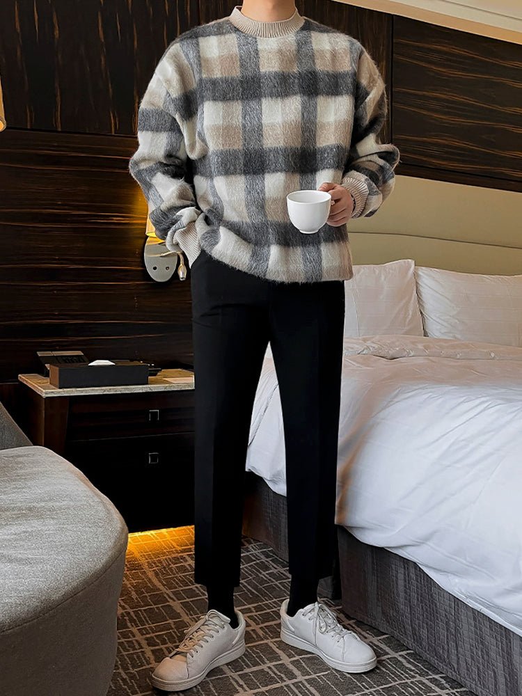 韓国ファッション SELCA-Semitter plaid knit-mselca2023aw698-02
