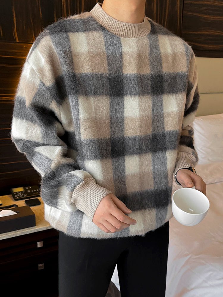 韓国ファッション SELCA-Semitter plaid knit-mselca2023aw698-03