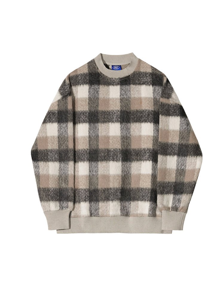 韓国ファッション SELCA-Semitter plaid knit-mselca2023aw698-01
