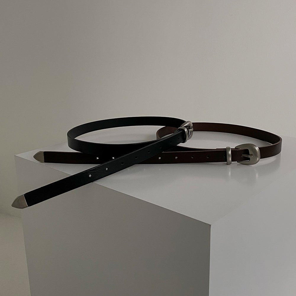 韓国ファッション SELCA-Silver Metal Leather Belt-mselca2023aw741-01