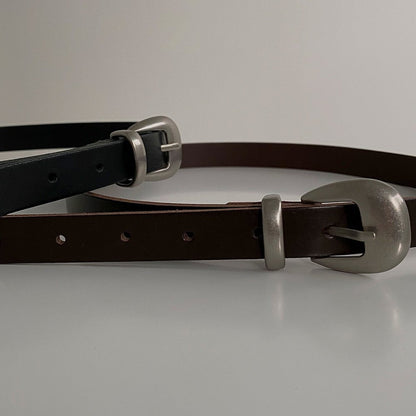 韓国ファッション SELCA-Silver Metal Leather Belt-mselca2023aw741-02