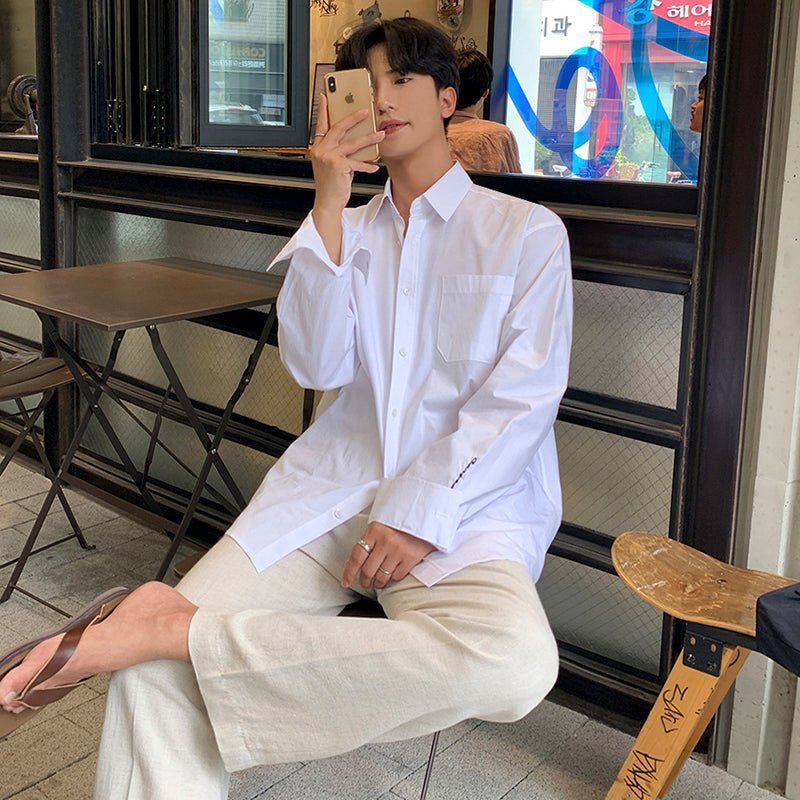 韓国ファッション SELCA-Simple long -sleeved shirt-mselca2023aw748-03
