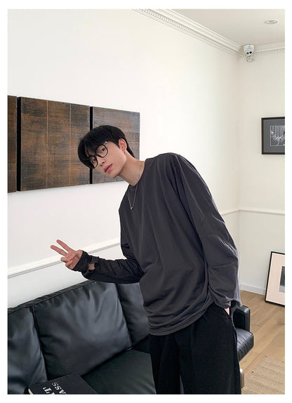 韓国ファッション SELCA-Simple long -sleeved T -shirt-mselca2023aw749-06