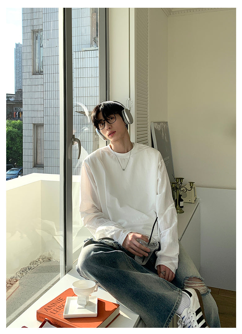 韓国ファッション SELCA-Simple long -sleeved T -shirt-mselca2023aw749-09