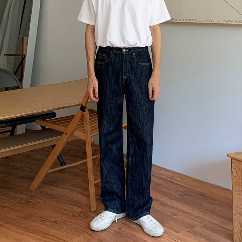 韓国ファッション SELCA-Simple straight denim-mselca2023aw756-01