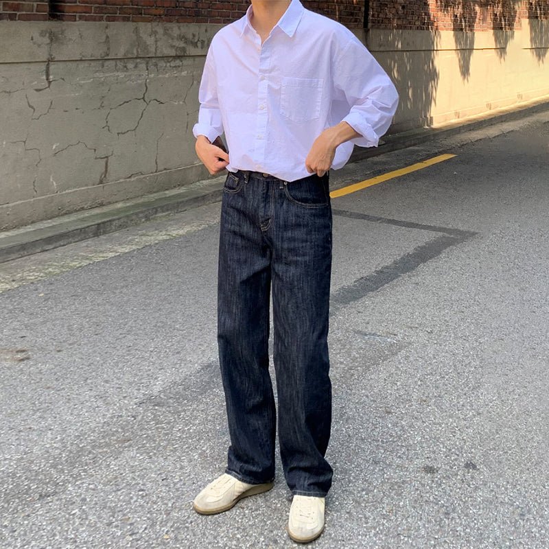 韓国ファッション SELCA-Simple straight denim-mselca2023aw756-03