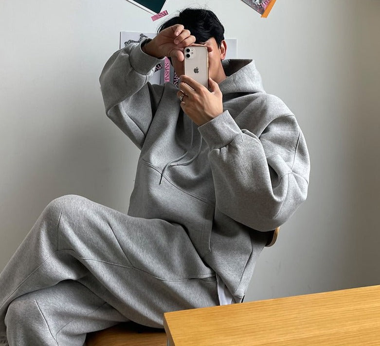 韓国ファッション SELCA-Simple sweat setup-mselca2023aw758-03