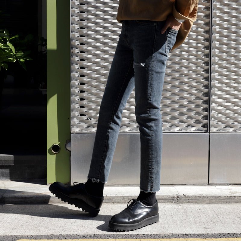 韓国ファッション SELCA-Skinny denim with damage-mselca2023aw761-03