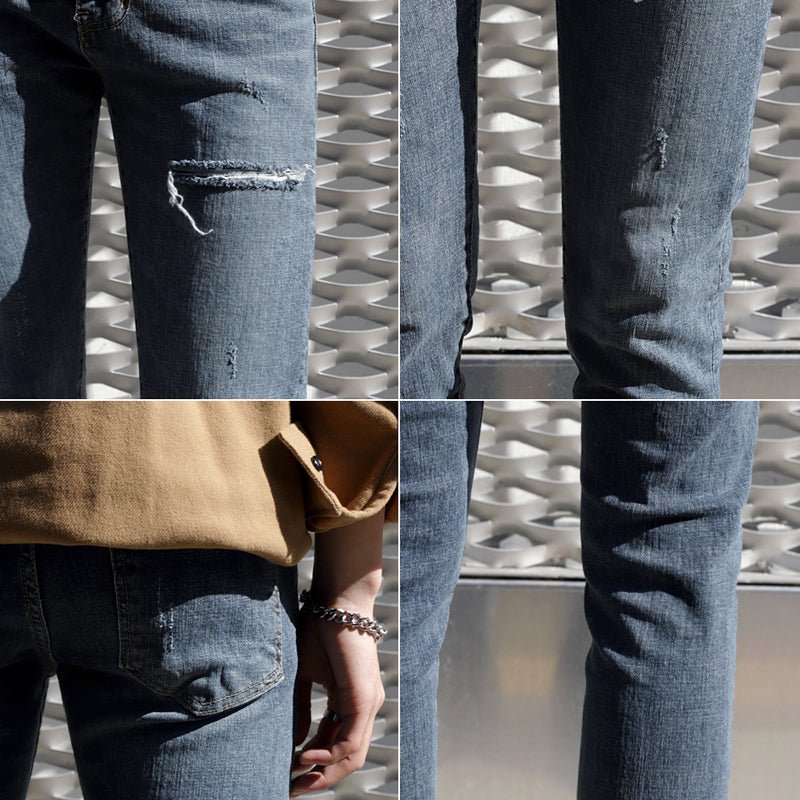 韓国ファッション SELCA-Skinny denim with damage-mselca2023aw761-05