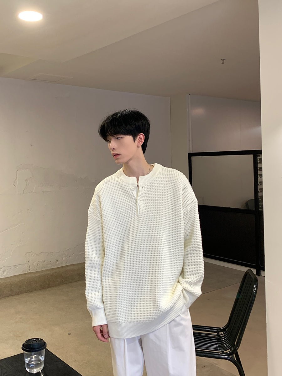 韓国ファッション SELCA-Solid Crew neck sweater-mselca2023aw773-07