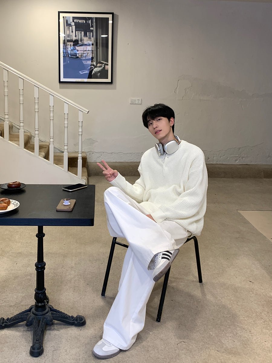 韓国ファッション SELCA-Solid Crew neck sweater-mselca2023aw773-05