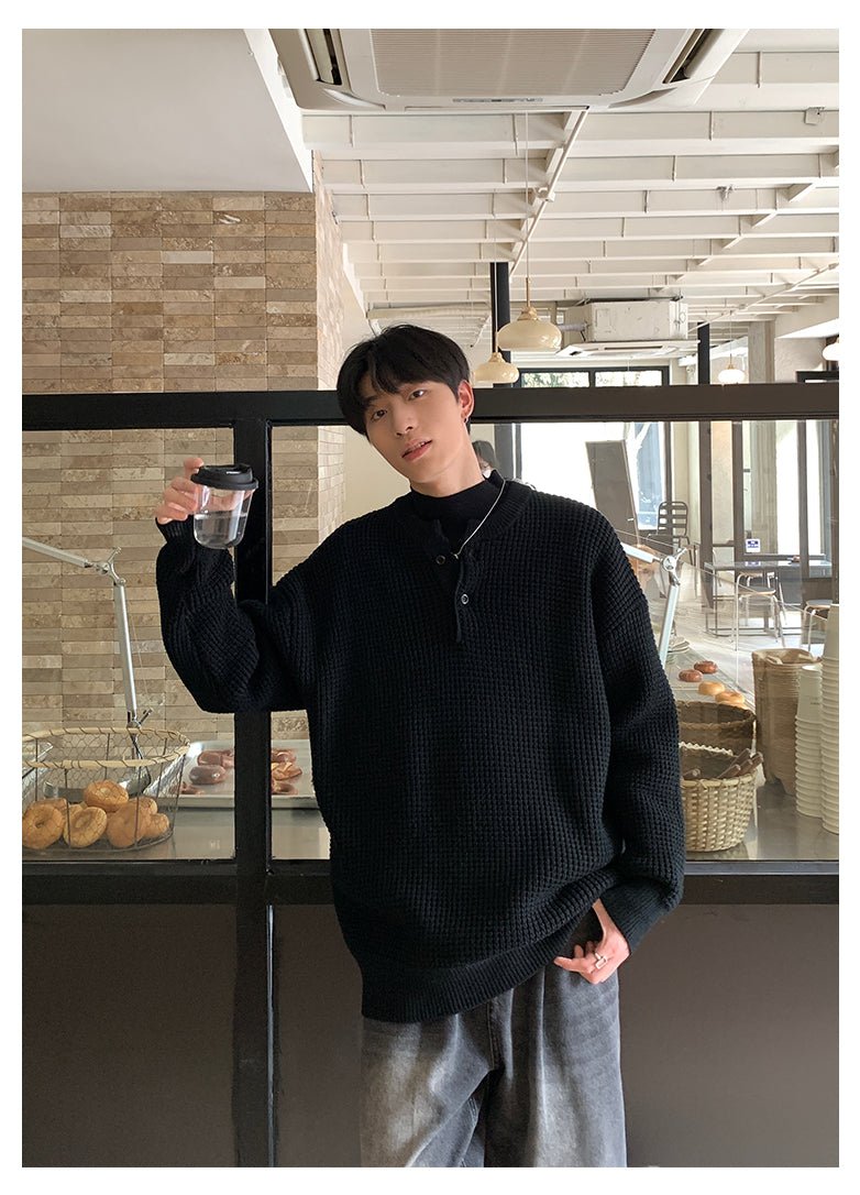 韓国ファッション SELCA-Solid Crew neck sweater-mselca2023aw773-06