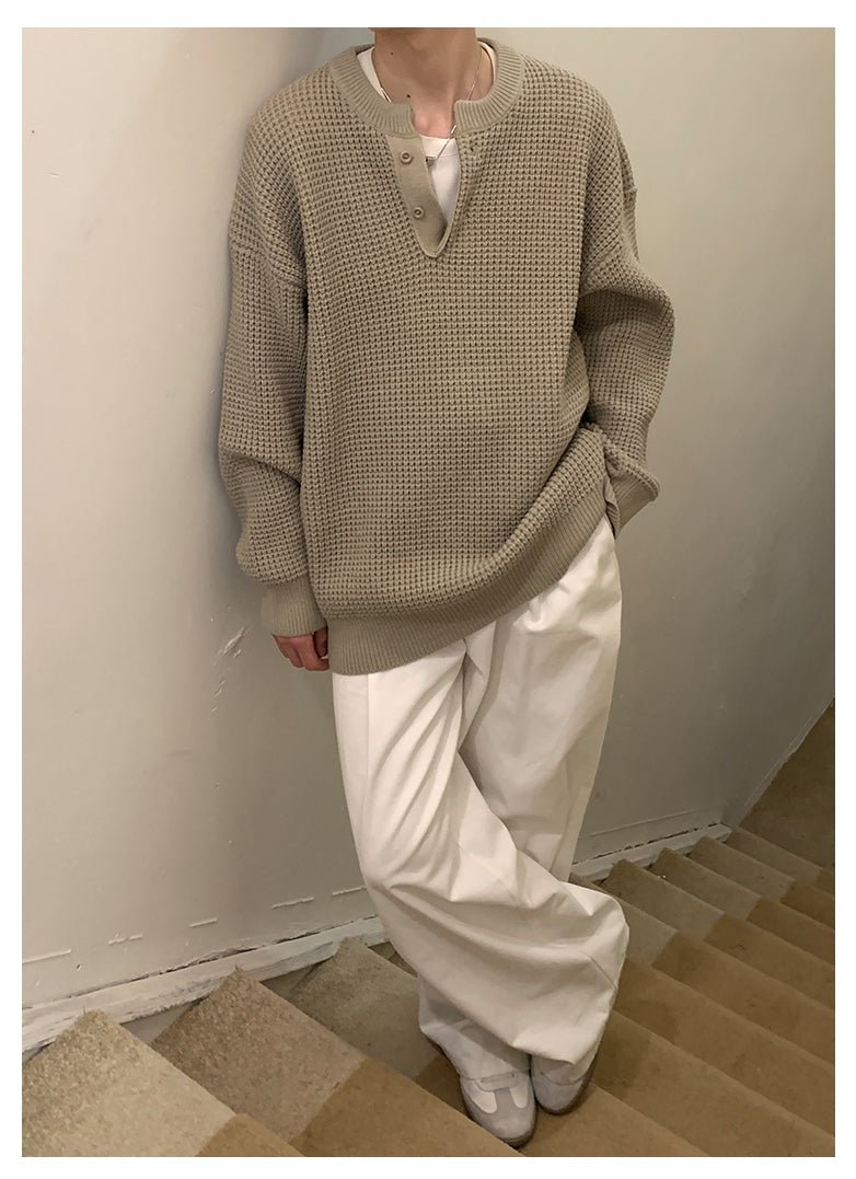 韓国ファッション SELCA-Solid Crew neck sweater-mselca2023aw773-09